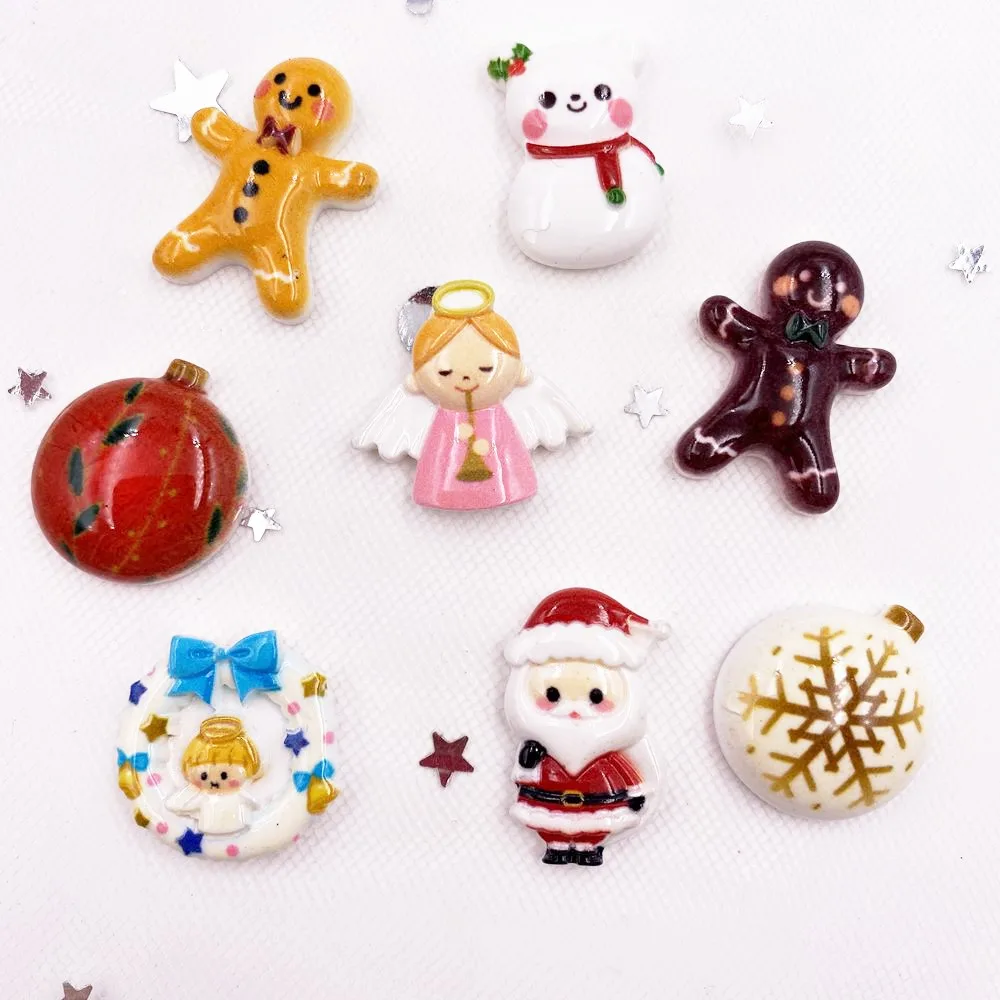 

New Resin Colorful Christmas Combination Flatback Cabochon Stone Miniature Christmas Ornament DIY Scrapbook Figurines OH30