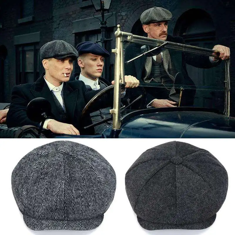 2021 Men Newsboy Hat Beret Herringbone Gatsby Hats Street Caps Peaked Octagonal Brim Winter Spring Vintage British Berets | Аксессуары