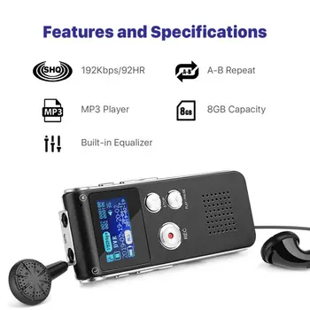 Professional 8GB Digital Audio Voice Recorder Mini Portable MP3 Player Meetings Phone Recording WAV Recorder
Professional 8GB Digital Audio Voice Recorder Mini Portable MP3 Player Meetings Phone Recording WAV Recorder