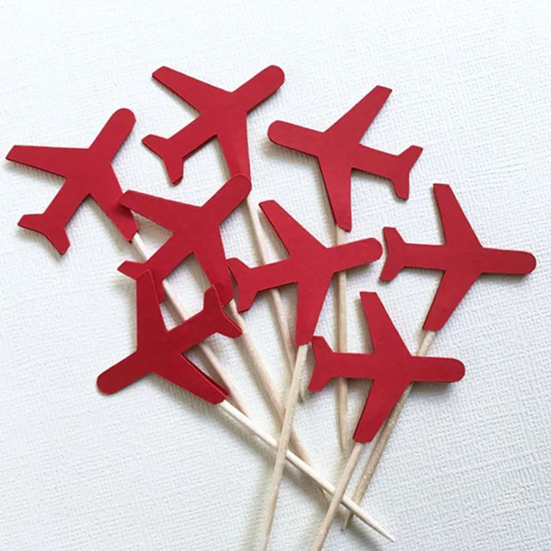 

Airplane Cupcake Toppers Decorations for Kids Aircraft Themed Birthday Party Cake Decoration Supplies-set of 24