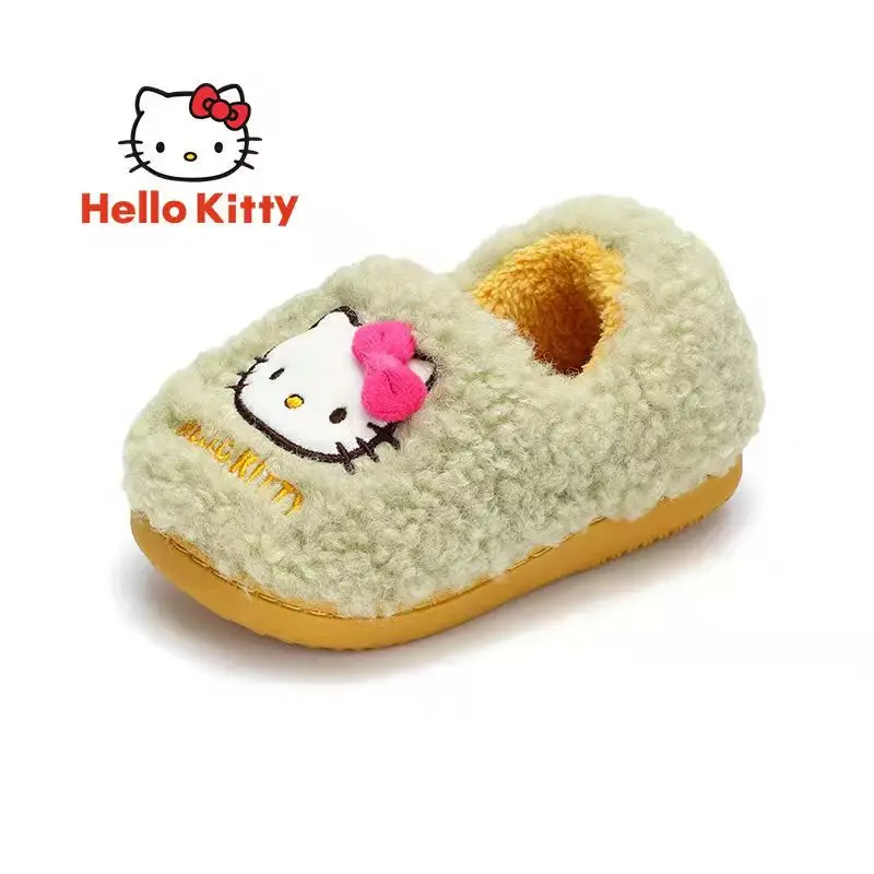 

Детские новые хлопковые тапочки Hello Kitty для девочек осень-зима теплые Нескользящие Симпатичные детские тапочки Baotou с героями мультфильмов