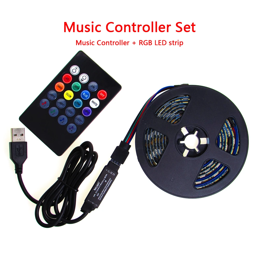 5V USB Светодиодные ленты светильник RGB ПК ТВ Подсветка SMD 5050 0 5-5 м s для Спальня с 20Key