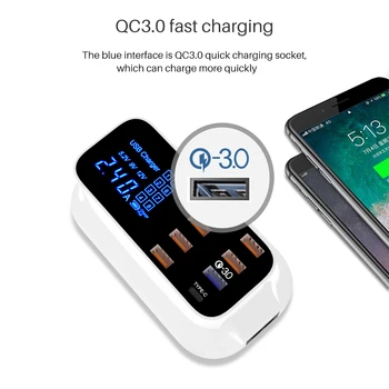 New arrival product QC3.0 + type-c fast charger smart digital display multi-USB port mobile phone charger Digital Universal
New arrival product QC3.0 + type-c fast charger smart digital display multi-USB port mobile phone charger Digital Universal