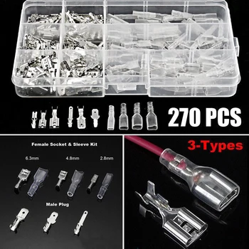 270Pcs 2.8/4.8/6.3mm Spade Connectors Electrical Wire Crimp Terminals Wire Connector Insulated Assortment Kit
270Pcs 2.8/4.8/6.3mm Spade Connectors Electrical Wire Crimp Terminals Wire Connector Insulated Assortment Kit