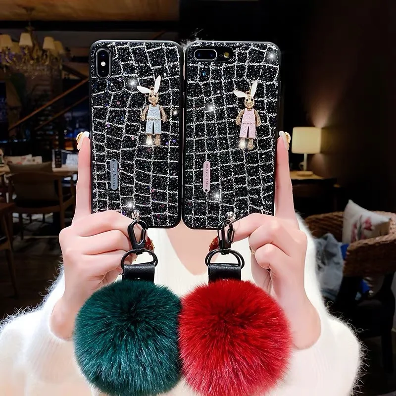 case for iPhone 11 XR 7 8 11 Pro Max X XS Max Plus 6 6s Rhinestone Rabbit Soft Case with hair ball and long belt
case for iPhone 11 XR 7 8 11 Pro Max X XS Max Plus 6 6s Rhinestone Rabbit Soft Case with hair ball and long belt