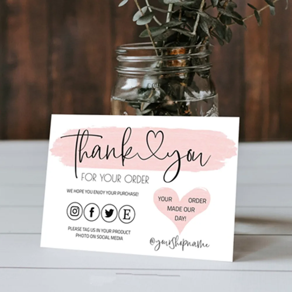 

Custom Text Social Medial Card,Thank You For Your Order Card, Small Business Insert card, Personalize Logo Business Name Card