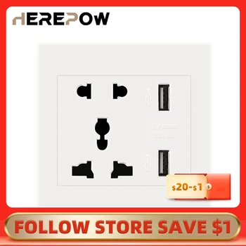 Herepow Universal 5 Hole USB Mobile Interface Home Wall Socket With SwitchFfireproof Design Polycarbonate Panel 86 * 86mm
Herepow Universal 5 Hole USB Mobile Interface Home Wall Socket With SwitchFfireproof Design Polycarbonate Panel 86 * 86mm