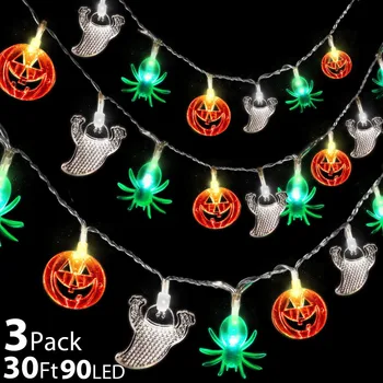 Home Halloween Atmosphere Decoration Light String 3 pcs Halloween String Lights Colorful 90 LED 30Ft Pumpkin Spider Ghost 3 in 1
Home Halloween Atmosphere Decoration Light String 3 pcs Halloween String Lights Colorful 90 LED 30Ft Pumpkin Spider Ghost 3 in 1