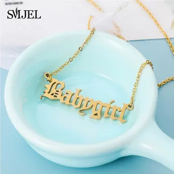 2020 New Fashion Babygirl Letter Necklace Stainless Steel Old English Necklaces Choker Birthday Gift Jewelry for Girlfriend Mom
2020 New Fashion Babygirl Letter Necklace Stainless Steel Old English Necklaces Choker Birthday Gift Jewelry for Girlfriend Mom