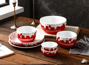 7pcs set, embossed porcelain dinner set plate and bowl set, cute strawberry ceramic dinner set service, crockery servies borden
7pcs set, embossed porcelain dinner set plate and bowl set, cute strawberry ceramic dinner set service, crockery servies borden