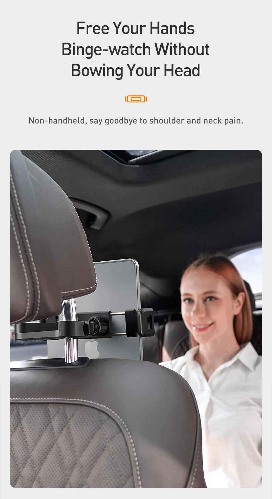 Gadgetoo Baseus Fun Journey Backseat Lazy Bracket Car Seat Rear Phone Holder For 4.7-12.3 Inch Phones And Tablets