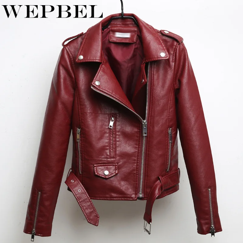 WEPBEL Autumn Solid Color Stitching Button Motorcycle PU Jacket Women's Casual Zipper Turn-down Collar Long Sleeve Jacket
WEPBEL Autumn Solid Color Stitching Button Motorcycle PU Jacket Women's Casual Zipper Turn-down Collar Long Sleeve Jacket