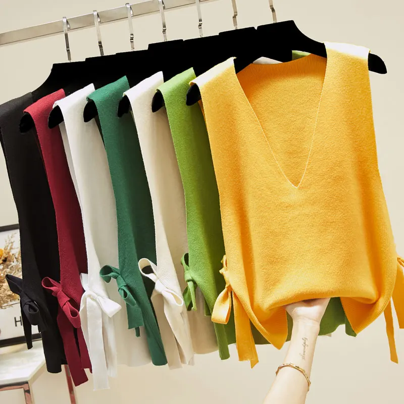 Ladies Vest Korean Tide Sweater Vest knitted Outer Wear Loose Spring Autumn New Fashion V-neck Waistcoat Ladies Vest Bow L78
Ladies Vest Korean Tide Sweater Vest knitted Outer Wear Loose Spring Autumn New Fashion V-neck Waistcoat Ladies Vest Bow L78