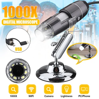 WiFi USB Digital Microscopes Camera 1000X Hdmi Electronic Microscopio 8 Led Magnifier for Biologico Celular Phone Chip Repair
WiFi USB Digital Microscopes Camera 1000X Hdmi Electronic Microscopio 8 Led Magnifier for Biologico Celular Phone Chip Repair