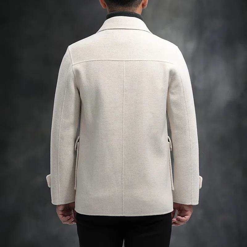 Шерстяное пальто для мужчин весна осень Корейская шерстяная куртка белая