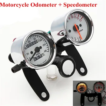 Universal 1 Set 0~140km/h 14000 RPM Motorcycle Odometer Speedometer Tachometer Gauge Meter Dual LED Backlight with Black Bracket
Universal 1 Set 0~140km/h 14000 RPM Motorcycle Odometer Speedometer Tachometer Gauge Meter Dual LED Backlight with Black Bracket