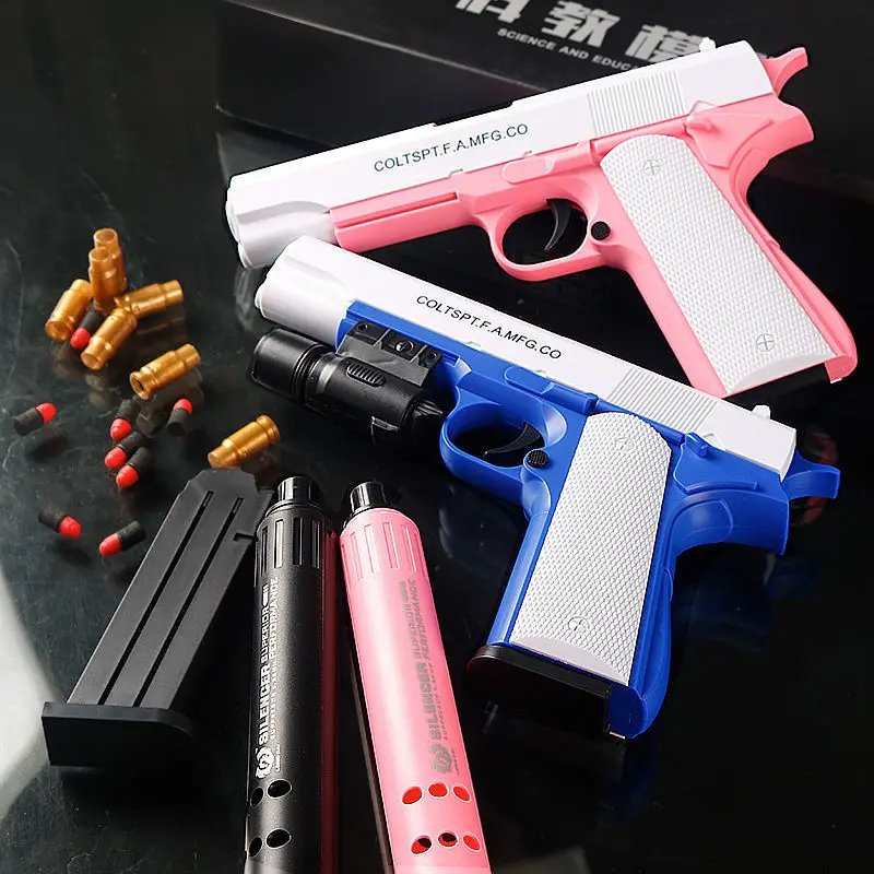 Shell Throwing Soft Bullet Gun Glock Toy Pistol Pink Toy Gun Outdoor CS Shooting Game Prop Gun
Shell Throwing Soft Bullet Gun Glock Toy Pistol Pink Toy Gun Outdoor CS Shooting Game Prop Gun
