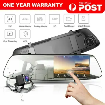4.3" Rear View Mirror Dash Car Reverse Camera Kits Double Cam FHD 1080P Car Rearview Mirror Auto Parking System
4.3" Rear View Mirror Dash Car Reverse Camera Kits Double Cam FHD 1080P Car Rearview Mirror Auto Parking System