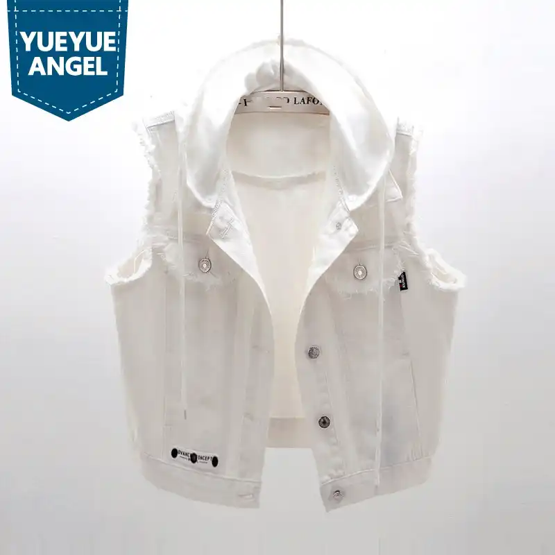 plus size white jean vest