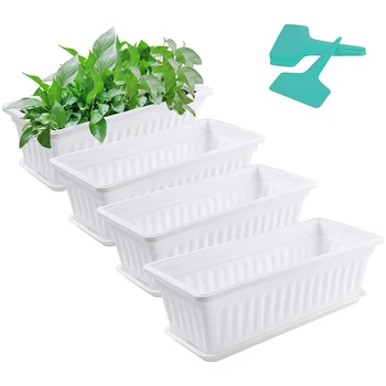 NEW-4 Pack Planting Pots with Trays with 20 Plant Labels, Plastic Rectangular Window Frame, Vegetable Planting Container Set
NEW-4 Pack Planting Pots with Trays with 20 Plant Labels, Plastic Rectangular Window Frame, Vegetable Planting Container Set