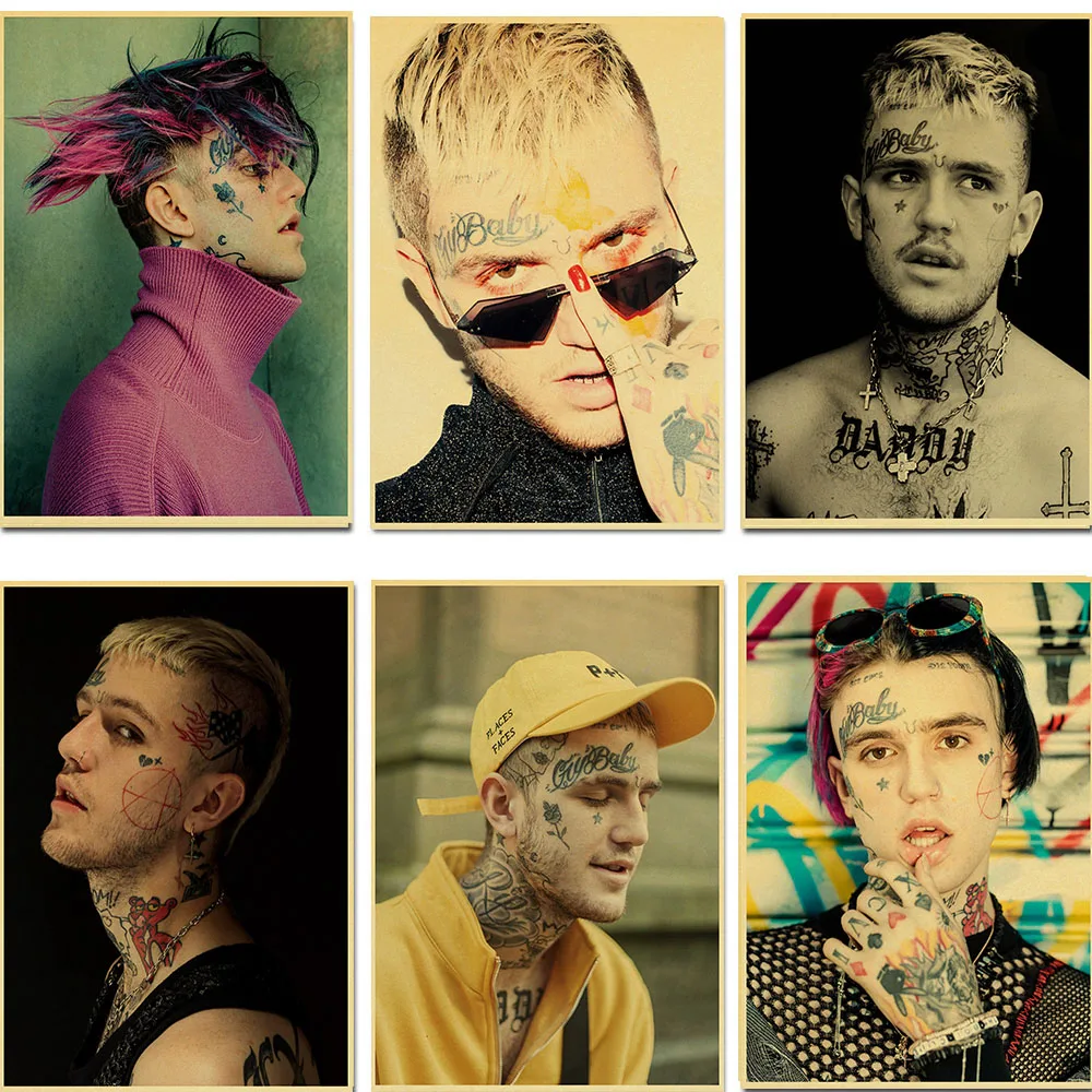Стикер в стиле хип хоп рэпер Lil Peep ретро постер наклейка на стену печать высокое