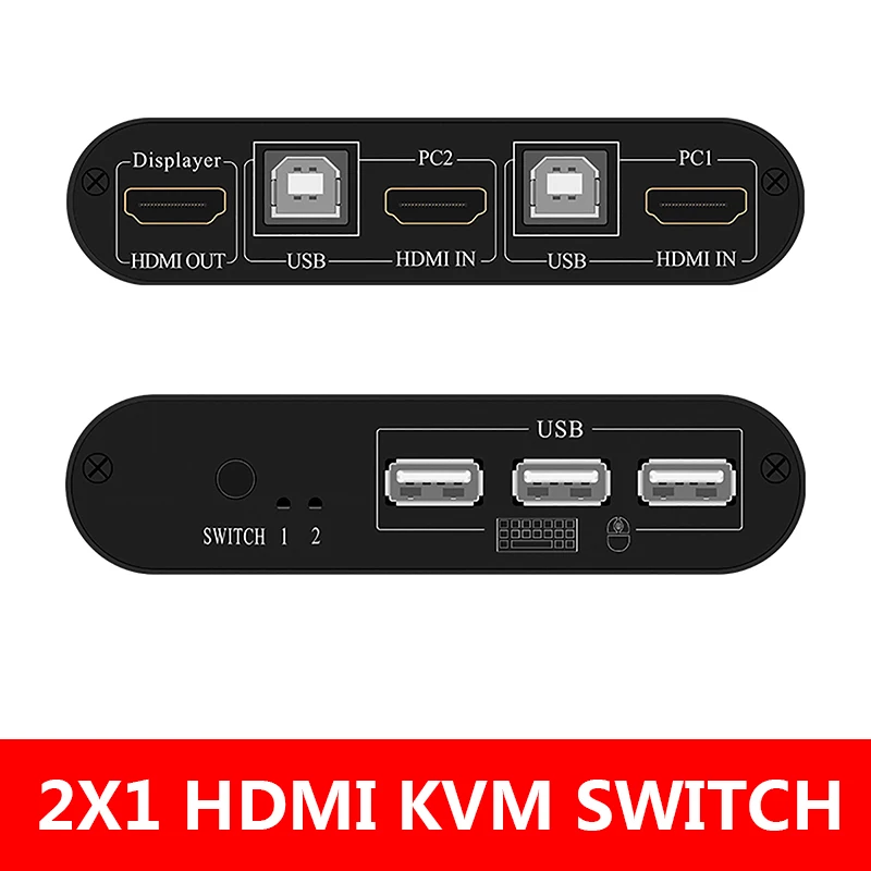 KVM Switcher 2 Port HDMI 2X1 Switch Selector Durable Multifunctional USB Manual Switcher Box Keyboard Mouse Splitter Max Support
KVM Switcher 2 Port HDMI 2X1 Switch Selector Durable Multifunctional USB Manual Switcher Box Keyboard Mouse Splitter Max Support
