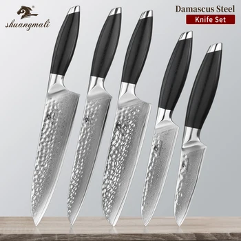 5PCS Utility Cleaver Chef Knife Set Damascus Steel Cooking Kitchen Chef Knives Set Slicing Meat Vegetable Santoku Chef Knife Set
5PCS Utility Cleaver Chef Knife Set Damascus Steel Cooking Kitchen Chef Knives Set Slicing Meat Vegetable Santoku Chef Knife Set