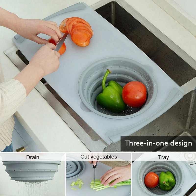 3 In 1 Multi-Function Food Tray Sink Drain Basket Cutting Board Filter Chopping Blocks Meat Vegetable Fruit Basket Storage Cho
3 In 1 Multi-Function Food Tray Sink Drain Basket Cutting Board Filter Chopping Blocks Meat Vegetable Fruit Basket Storage Cho