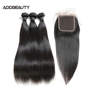 Addbeauty Hair 3/4pcs Peruvian Straight Remy Human Hair Bundles With Closure 4x4/5x5/13x4 Swiss Lace Closure Free Part
Addbeauty Hair 3/4pcs Peruvian Straight Remy Human Hair Bundles With Closure 4x4/5x5/13x4 Swiss Lace Closure Free Part