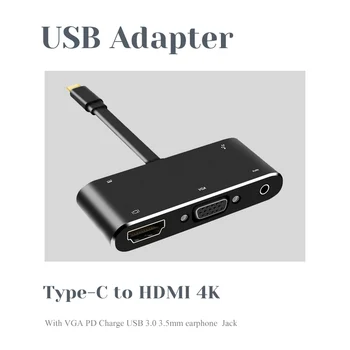 5 in 1 USB-C Type-C to HDMI 4K Apapter VGA Cable Audio USB3.0 PD Converter HUB Cable Cord for Macbok Pro
5 in 1 USB-C Type-C to HDMI 4K Apapter VGA Cable Audio USB3.0 PD Converter HUB Cable Cord for Macbok Pro