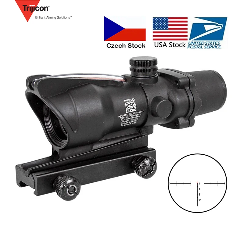 Hunting Riflescope ACOG 4X32 Real Fiber Optics Red Dot Illuminated Chevron Glass Etched Reticle Tactical Optical Sight
Hunting Riflescope ACOG 4X32 Real Fiber Optics Red Dot Illuminated Chevron Glass Etched Reticle Tactical Optical Sight