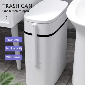 14L/ 4 Gallon Waste Bin Trash Can with Toilet Brush Press Garbage Lid Home Kitchen Toilet Container Paper Basket Cleaning Tools
14L/ 4 Gallon Waste Bin Trash Can with Toilet Brush Press Garbage Lid Home Kitchen Toilet Container Paper Basket Cleaning Tools