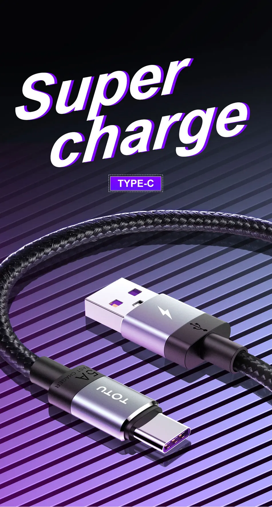 TOTU 5A Type c USB Cable For Huawei P30 xiaomi mi 8 9 10 Pro A3 Samsung A51 S9 QC4.0 Fast Charging Phone Charger USB C Data Cord (1)