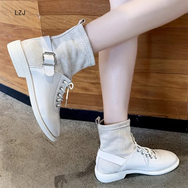 LZJ 2019 New Women Patent Leather Knitting Ankle Boots Autumn Winter Round Toe Metal High Heels Rome Warm Party Shoes Woman
LZJ 2019 New Women Patent Leather Knitting Ankle Boots Autumn Winter Round Toe Metal High Heels Rome Warm Party Shoes Woman