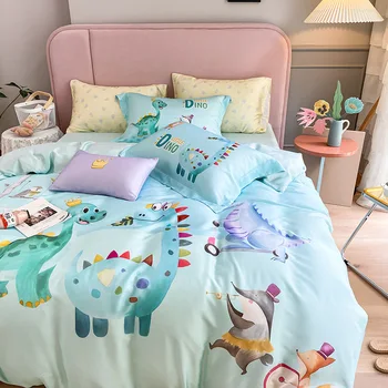 Cute Dinosaur 60 Double-Sided Tencel Four-piece Set Printed Men and Women Summer Cool Feeling Single Double Bare Sleeping Beddin
Cute Dinosaur 60 Double-Sided Tencel Four-piece Set Printed Men and Women Summer Cool Feeling Single Double Bare Sleeping Beddin