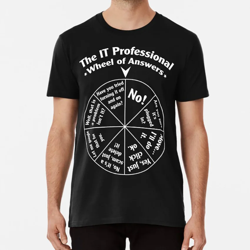 The IT Professional Wheel of Answers. T shirt computer geek computers dork engineer geek tech support
The IT Professional Wheel of Answers. T shirt computer geek computers dork engineer geek tech support