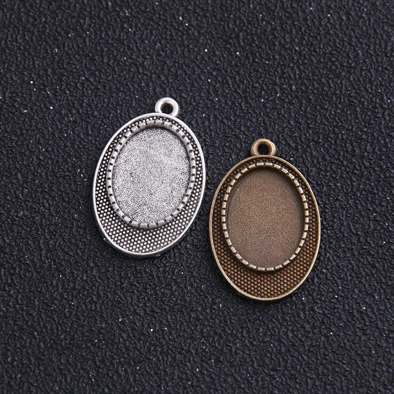 

6pcs/lot Antique /Bronze Metal Alloy Cameo Flower 13*18mm Dia Oval Diamond Cabochon Settings Jewelry Blank Charms