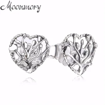 

Moonmory Real 925 Sterling Silver Flourishing Hearts Stud Earrings For Women Fashion Jewelry Making 2018 Mother's Day Gifts