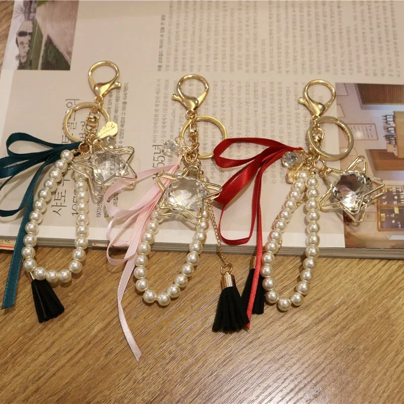 Creative Crystal Bead Bow Keychain Star Pendant Key Ring Five-pointed Star Key Chain Pentagram Keyring Fashion Jewelry Wholesale
Creative Crystal Bead Bow Keychain Star Pendant Key Ring Five-pointed Star Key Chain Pentagram Keyring Fashion Jewelry Wholesale