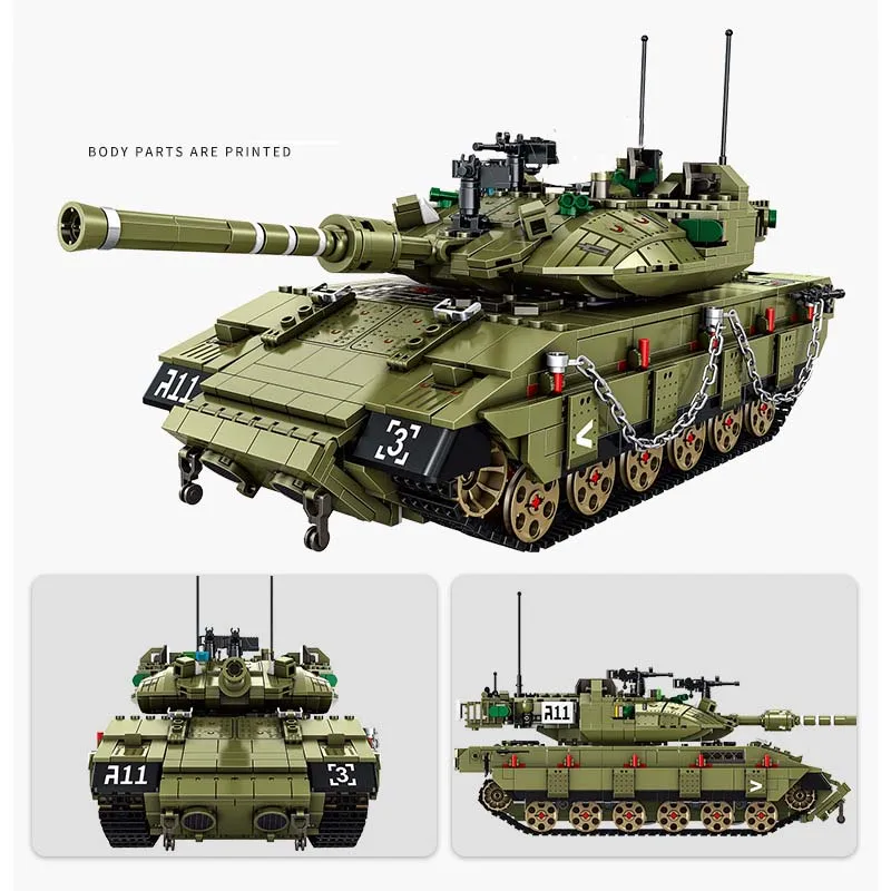 Military-series-Israeli-Army-Merkava-Main-Battle-Tank-MK4-Simulation-tank-model-Building-Blocks-Toys-Gifts