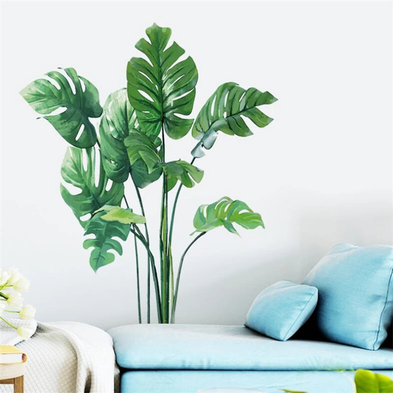 New tropical green plant wall stickers modern art murals decoration environmentally friendly removable PVC | Дом и сад