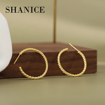 SHANICE 925 Sterling Silver Hot Sale Circle Hoop Earrings Gold Color Twisted Wave Pattern Hoops For Women Party Creole Boucle
SHANICE 925 Sterling Silver Hot Sale Circle Hoop Earrings Gold Color Twisted Wave Pattern Hoops For Women Party Creole Boucle