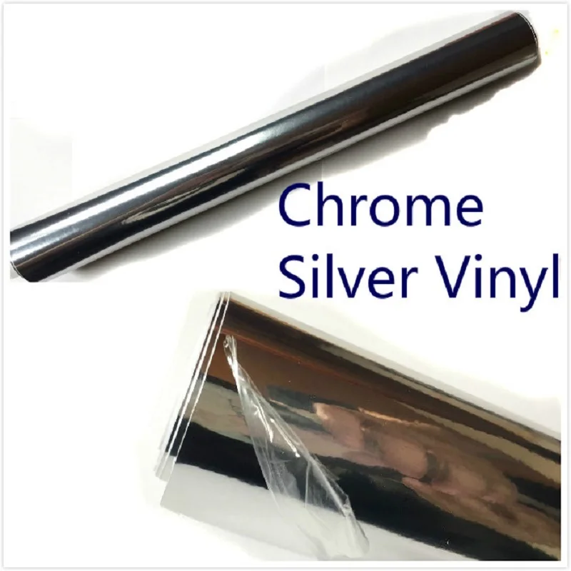 Виниловая хромированная Серебряная зеркальная пленка 250 мм х 1520 с пузырьковым