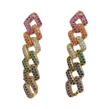 Multi Color Cubic Zirconia Pave Chain Link Drop Stud Earrings Gold Color
Multi Color Cubic Zirconia Pave Chain Link Drop Stud Earrings Gold Color