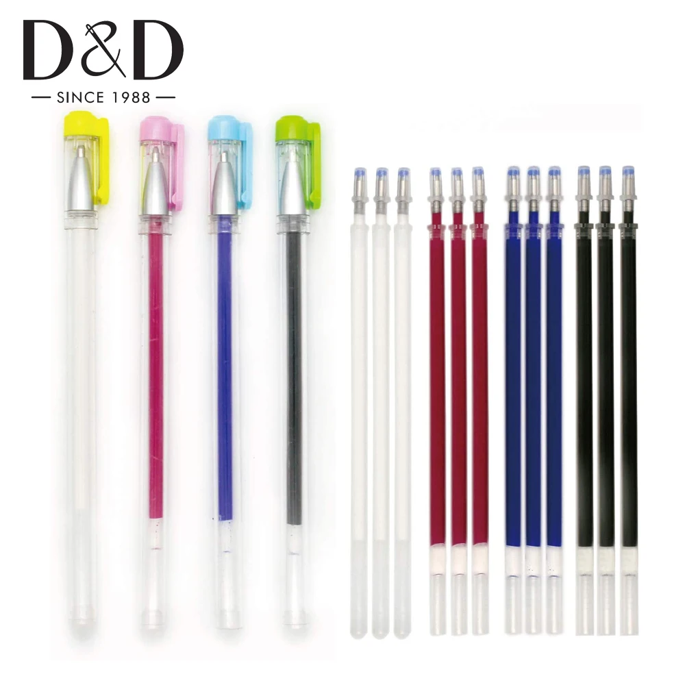 

10Pcs ink Disappearing Heat Erasable Marking Refills Pens with 4pcs Fabric Marker Pen Case DIY Patchwork Sewing Accessories