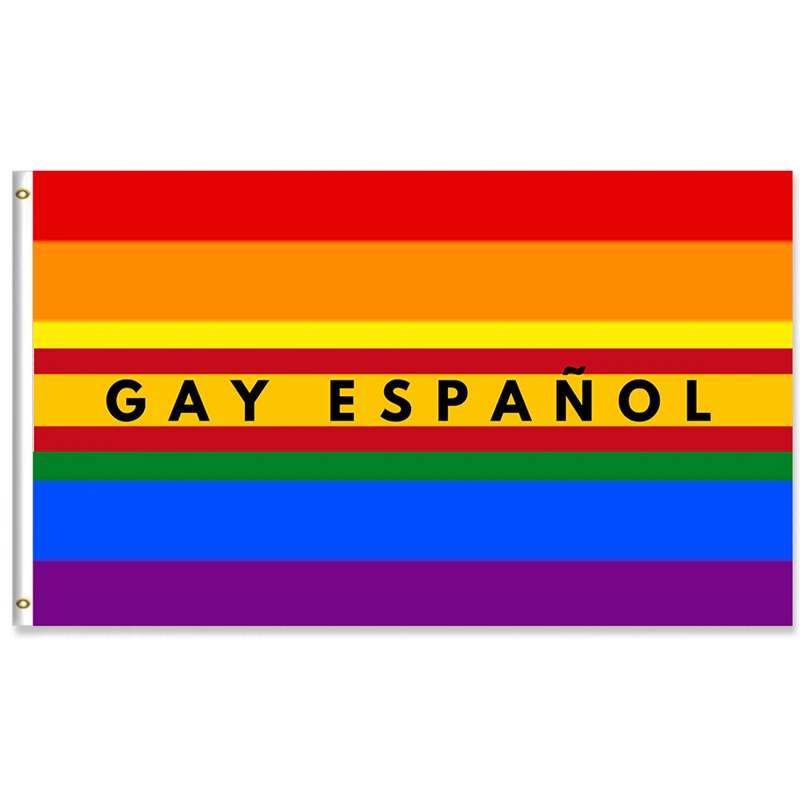 Spanish Gay Flag LGBT Banner Phrase SPANISH GAY or GAY ESPAÑOL 60X90CM/90X150CM/120X180CM Banner 100D Polyester Brass Grommets
Spanish Gay Flag LGBT Banner Phrase SPANISH GAY or GAY ESPAÑOL 60X90CM/90X150CM/120X180CM Banner 100D Polyester Brass Grommets