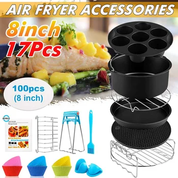 8 Inch Air Fryer Accessories for Airfryers 4.2QT 5.3QT 5.8QT Baking Basket Pizza Plate Grill Pot Kitchen Cooking Tool 17pcs
8 Inch Air Fryer Accessories for Airfryers 4.2QT 5.3QT 5.8QT Baking Basket Pizza Plate Grill Pot Kitchen Cooking Tool 17pcs