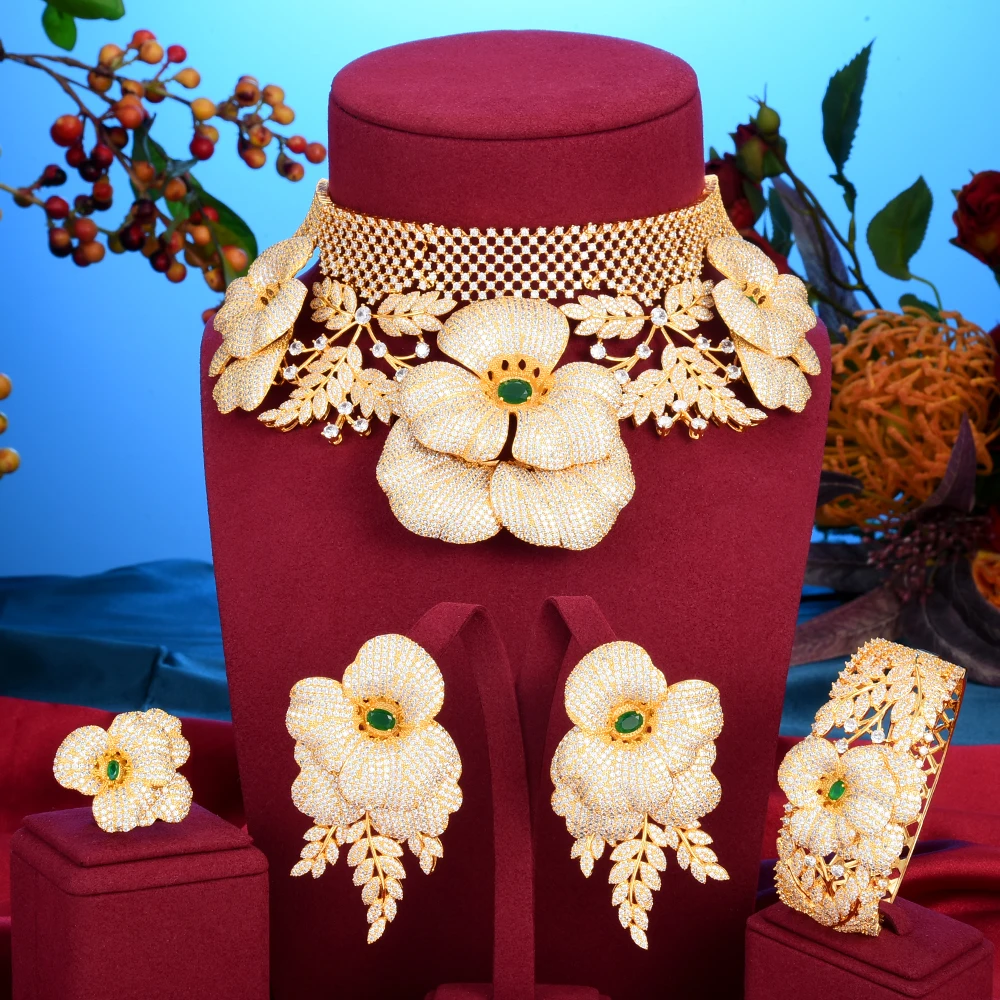 

GODKI Роскошная принцесса Корона цветок заявление колье Ювелирные наборы для женщин Свадебные африканские кубический циркон CZ Дубай Свадебные ювелирные изделия