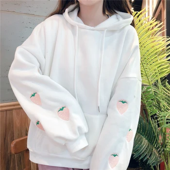 Harajuku Strawberry Embroidered Hoodies Female Autumn Hoodies Loose Hooded Plush Pullover Pink Hoodies Student Hoodies Cotton
Harajuku Strawberry Embroidered Hoodies Female Autumn Hoodies Loose Hooded Plush Pullover Pink Hoodies Student Hoodies Cotton