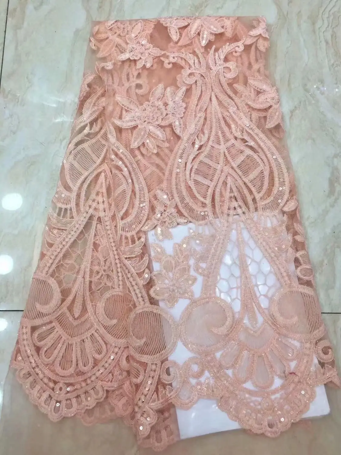 wholesale price African Guipure lace very neat embroidery Nigerian cord fabric with sequins high quality 5 yards FFD109 | Дом и сад